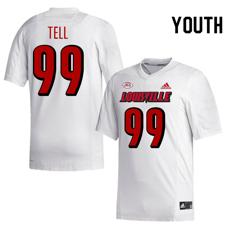 Youth #99 Dezmond Tell Louisville Cardinals College Football Jerseys Stitched-White